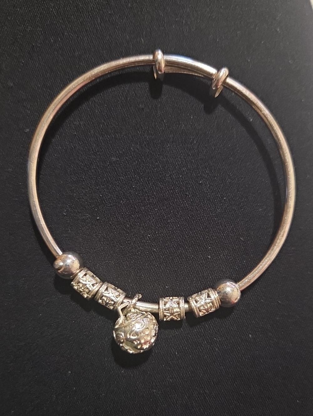 Silver-Tone Charm Bangle Bracelet - Elegant Women's Jewelry
